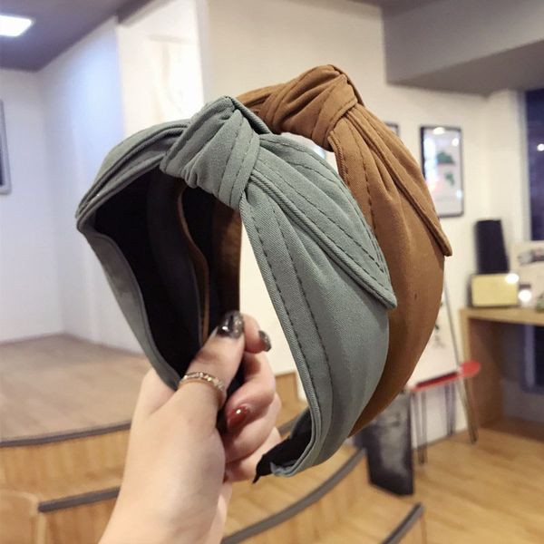 

simple solid color fabric headbands for women knotted hair bow ears hairband korean hair accessories decorations for girls