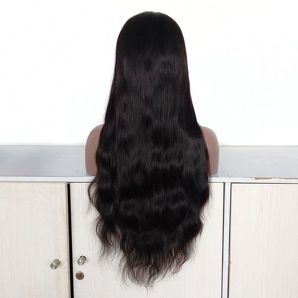 

22 inch beauty hair natural straight brazilian virgin human hair full lace wig 150% density pre plucked hairline lace front wig, Black;brown