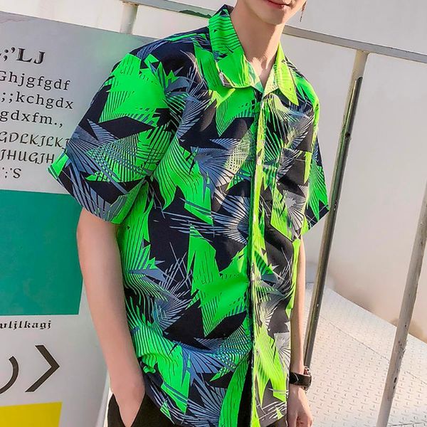 

38# гавайская рубашка 2020 5xl весна и лето мода пара личные печатные пляжные топы с короткими рукавами camisa masculina, White;black