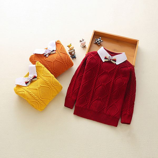 

children boys spring autumn gentleman sweater little boys fashion bow long sleeve knitted sweaters for kids clothes, Blue