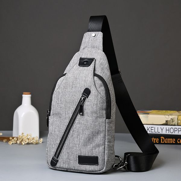 

new gray men's chest bag han version of fashion bag casual canvas men's shoulder