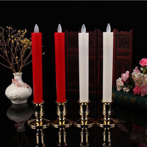 Движущийся фитиль, беспламенный светодиодный подсвечник, длинная коническая свеча, танцующий пламя с дистанционным управлением для рождественских свадебных огней декора