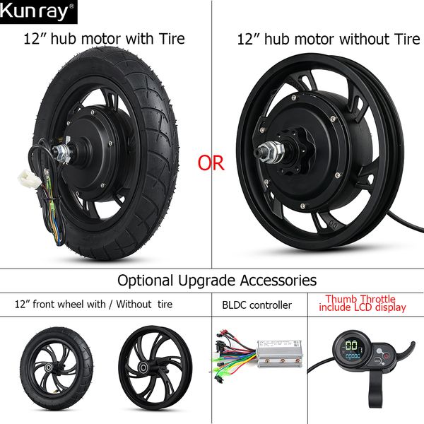 

12inch bldc scooter hub motor wheel 48v 500w brushless non-gear hub motor 36v 350w e bike wheel for electric scooter ebike