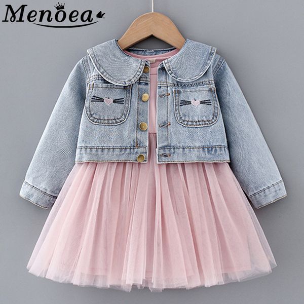 

menoea girls dress autumn 2020 new style long sleeve mesh dress for girls jeans party mesh kids clothes outfits, Red;yellow