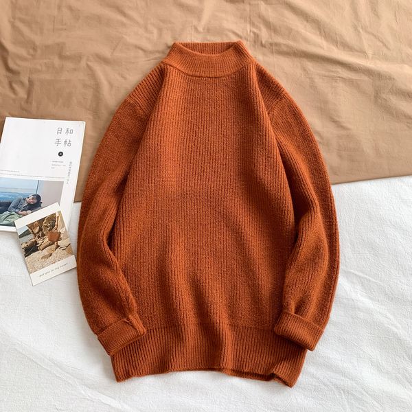 

winter half turtleneck sweater loose trend eight colors optional designer sweater loose warm solid color simplicity, White;black