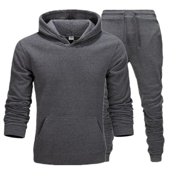 

new fashion mens hoodies suits brand tracksuit men's hip hop sweatshirts+sweatpants autumn winter fleece hooded pullover, Gray