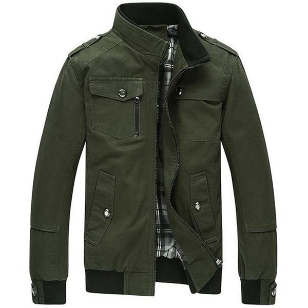 

cotton jacket men stand collar outerwear casual jackets mens brand washed coat plus size 4xl male fashion army jacket, Black;brown