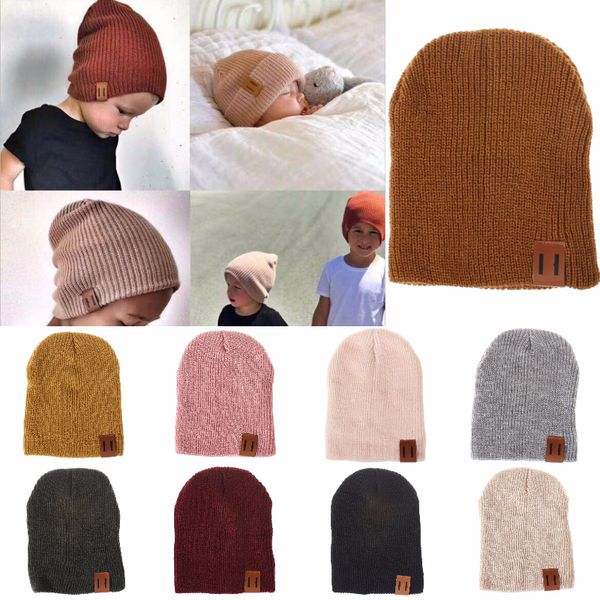 9 Farben Kinder warme Mützen Motorhaube Strickmützen Visier Tasse Kinder Winter Herbst Hüte Weben Mützen Unisex Hut Casual Cap Kopfbedeckung