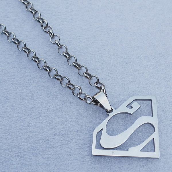 

dc stainless steel pendant necklace super man marvel jewelry 12 pieces wholesale, Silver
