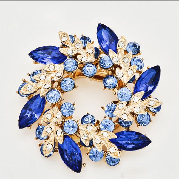 

2019 new brand beautiful colored crystal rhinestones garland flower brooch pins for lady fashion jewelry accessories gifts, Gray