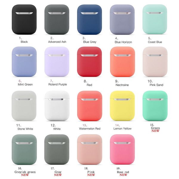 

wholesale 19 colors for apple airpods 1/2 candy color soft silicone ultra thin protector cover sleeve pouch for airpods earphone cases