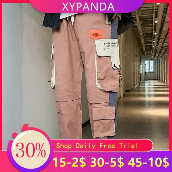 

xypanda spring new men's hong kong fashion brand multi-pocket pants overalls men's loose casual pants, Black