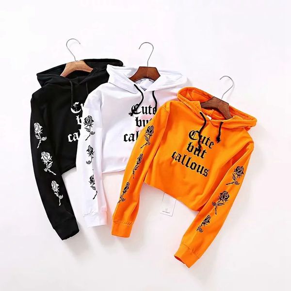 

Hooded top tide high waist exposed navel short pullover sweater women