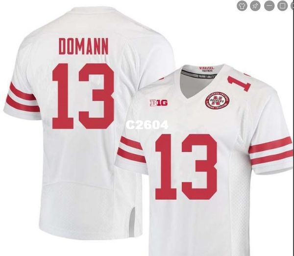 

дешевые мужчины небраска cornhuskers jojo domann # 13 полной реальной вышивка колледж джерси размер s-4xl или обычай любого имени или номер, Black;red