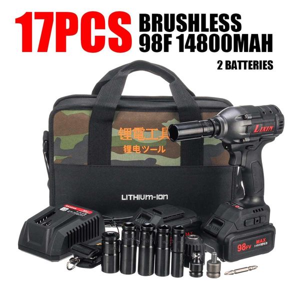 

cordless brushless electric wrench impact socket drill screwdriver rechargeable li-on battery with accessories/led power tools
