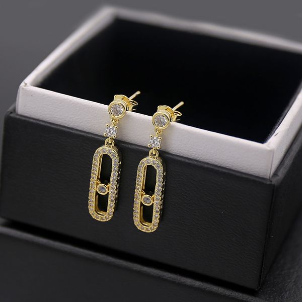 

wholesale- exquisite inlaid copper micro hollow rectangular stone stud earrings double color gold color earrings for women jewelry, Golden;silver