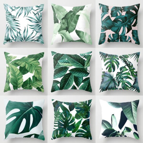 

polyester pillow green leaves throw sofa car cushion home decor