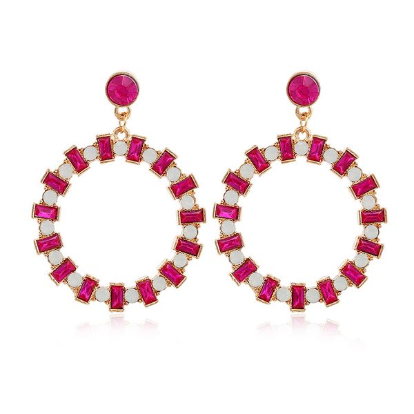 

bohemian jewelry new fashion glass crystal shining drop earrings cute rhinestone round circles pendant dangle earrings, Silver