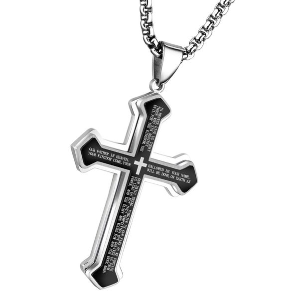 

men women cross pendant necklace street rap chain necklace choker gift 60cm, Silver
