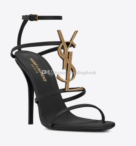 

Hot Brand new Sexy shoes Woman Summer Buckle Strap Rivet Sandals High-heeled shoes Pointed toe Fashion fashion Single YSL High heel10.5cm