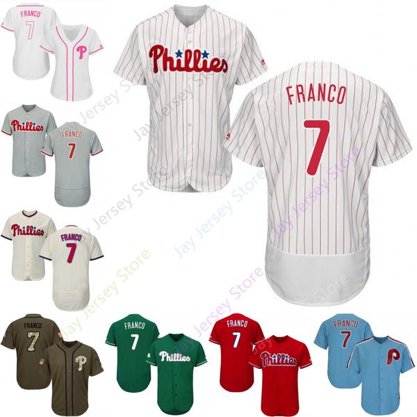 

Custom Philadelphia 7 Maikel Franco Jersey Phillies Jerseys Cool Base Flexbase White Black Red Grey Home Away Men Women Youth All Stitched