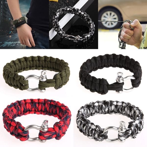 

stainless steel buckle rope paracord bracelet hiking camping outdoor survival first aid kits parachute