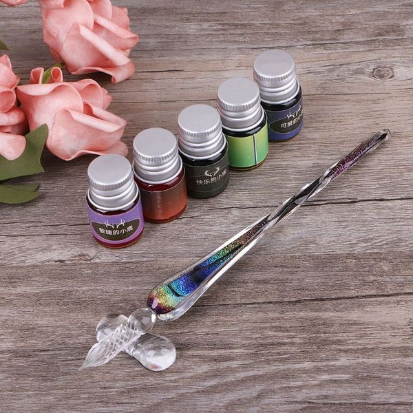 

crystal starry sky glass ink pen glass dip pen for writing fountain set gift y51a