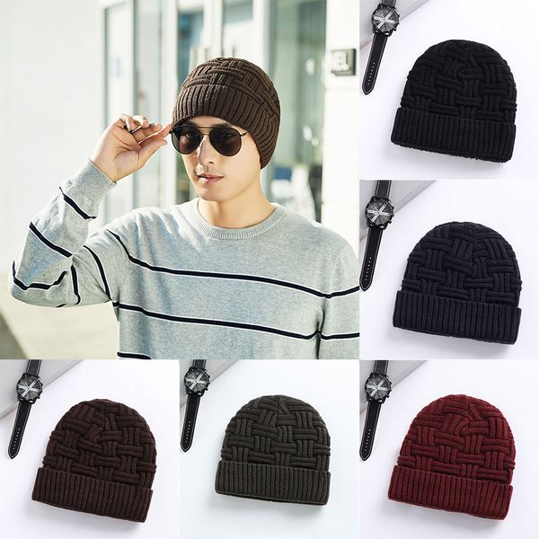

women beanie caps for men winter warm knitting hats wool baggy slouchy beanie hat skull cap warm ski hat dropshipping 924