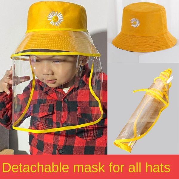 

joesf children's bucket bucket hat protect fisherman's hat anti-flying foam fisherman cap epidemic protection product detachable t, Yellow