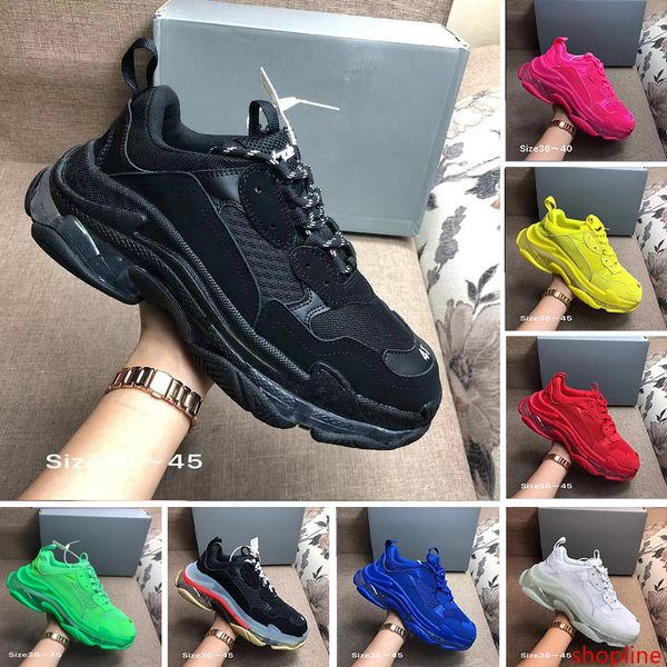 

2019 new color luxury crystal bottom casual shoes triple s 2.0 sneaker designer old dad sneaker boots mens women casual shoes sneakers