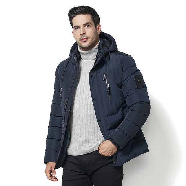 

2019 warm winter jacket windproof thick male parkas jacket mens solid casual slim parka coat hooded zipper pocket overcoats, Tan;black