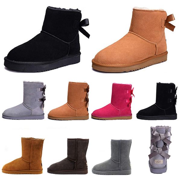 

fashion wgg women boots short mini australia classic knee tall winter snow boots bailey bow ankle bowtie black grey chestnut size 5-10