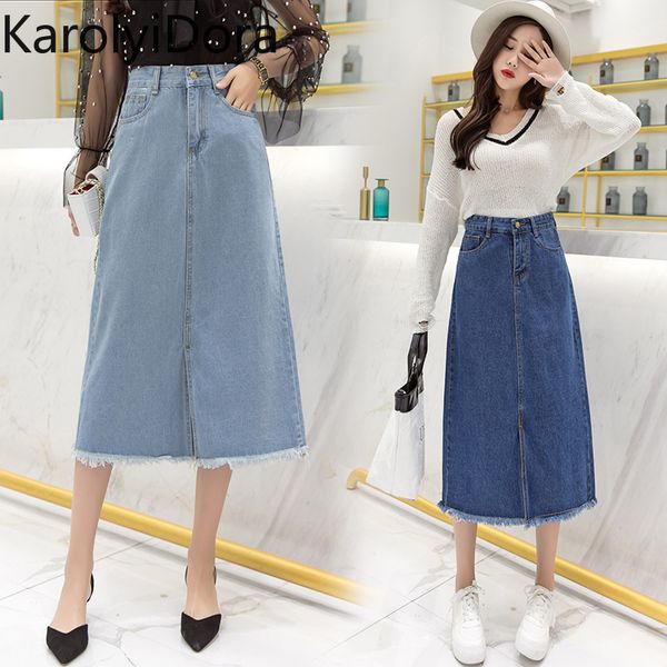 

5xl plus size women's denim skirt 2020 summer new korean a-line skirt half-length denim mid-length, Black