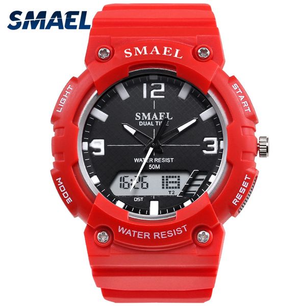 

smael fashion digital watch 50m waterproof wristwatches red sport watch electronics time clock man relogio masculino 1539c, Slivery;brown