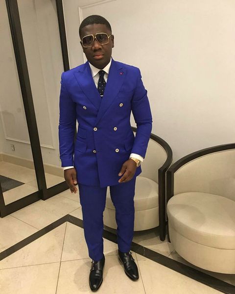 

заказунаша made royal blue 2 шт костюм мужчины дружки жениха смокинг terno slim fit double breasted blazer партии свадебные костюмы, White;black
