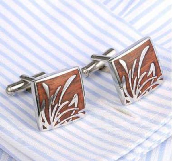 

горячая распродажа палисандр запонки качество мужская рубашка из нержавеющей стали красное дерево запонки роскошные запонки, Silver