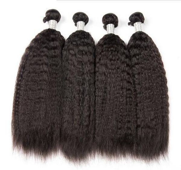 

malaysian kinky straight 4 bundles full head 100% unprocessed virgin remy human hair weaves extensions natural black color