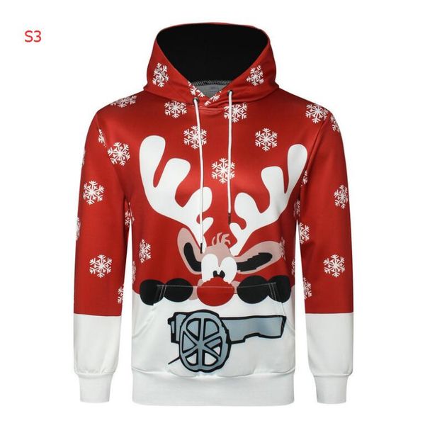 

luxurious mens designer hoodies with christmas patterns 3d digital printing brand hoodies autumn men hoodie hip hop streetwear 4 styles, Black