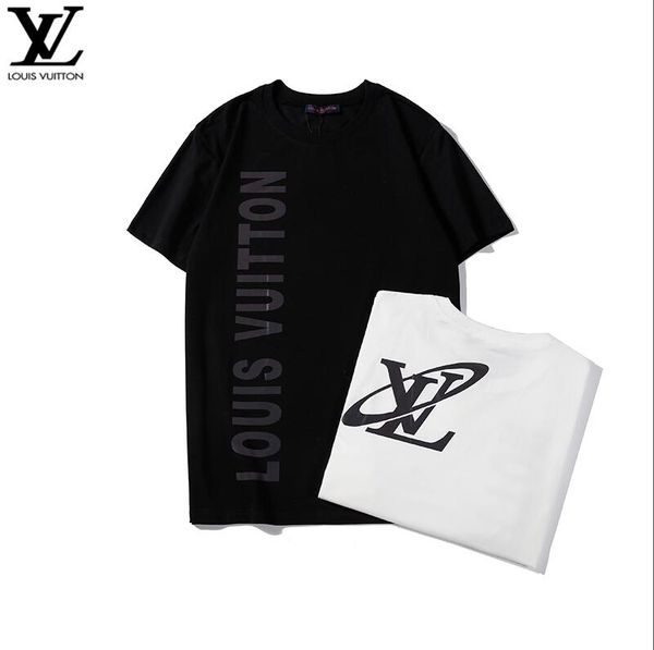 

new men's summer new fashion sports t-shirt solid color printing short-sleeved men's t-shirt embroidered cotton t-shirt male, Black