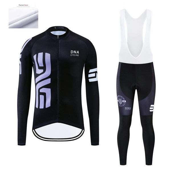 

dna cycling men's winter cycling jerseys sets ropa ciclismo thermal fleece clothing wear bike pants with 12d padded, Black;red