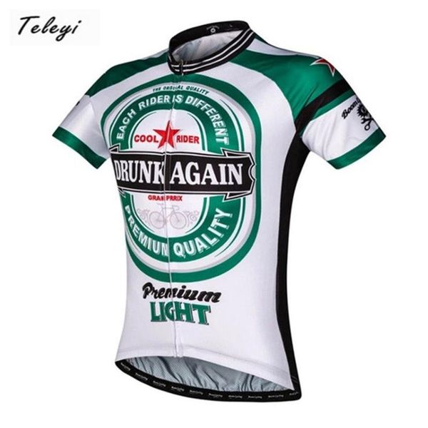 

cycling jersey teleyi men short sleeve bike jersey outdoor racing drunk again beer cycling clothing wear quick dry, Black;red