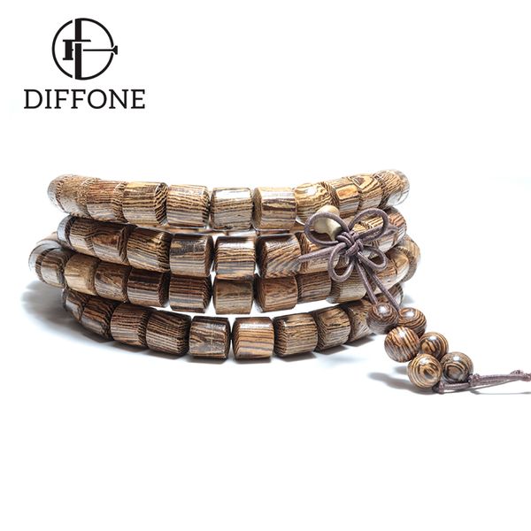 

charm bracelets diffone minimalist natural wood men 5/6/8mm long multilayer buddha braslet lucky chinese knot pendant braclet ethnic, Golden;silver