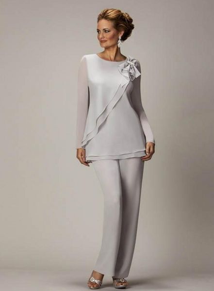 

plus size silver mother's pants suit for mother of the bride groom beaded chiffon wedding party evening gowns prom dress, Black;red