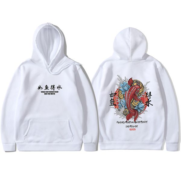 

fashion 2019 new men cool men's hip hop hooded hoodies japanese style koi casual sweatshirts streetwear men/women pullover, Black