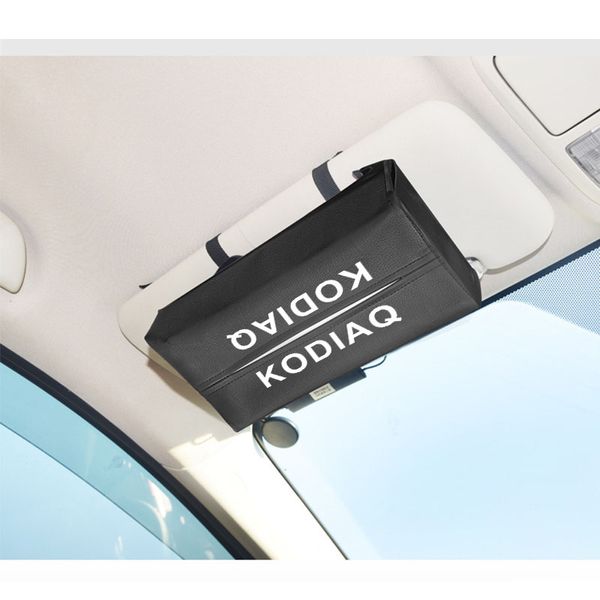 

pu leather tissue box for kodiaq car sun visor hanging tissue holder car seat back towel container kitchen napkin