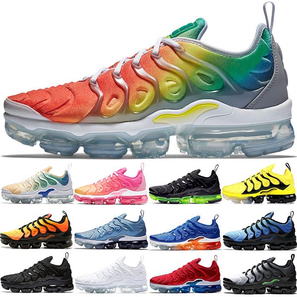 

Cheap TN PLUS Mens Women Running Shoes Oreo Triple Black White Light Menta Bumblebee Rainbow Men Designer Sport Sneaker Size 36-45 Wholesale