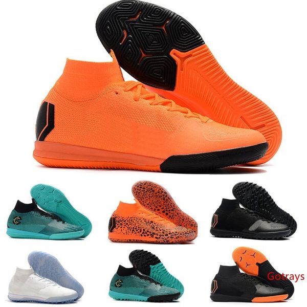 

2019 indoor high ankle mens women kids cr7 football boots mercurial superfly kj vi 360 elite ic tf soccer shoes soccer cleats 36-45