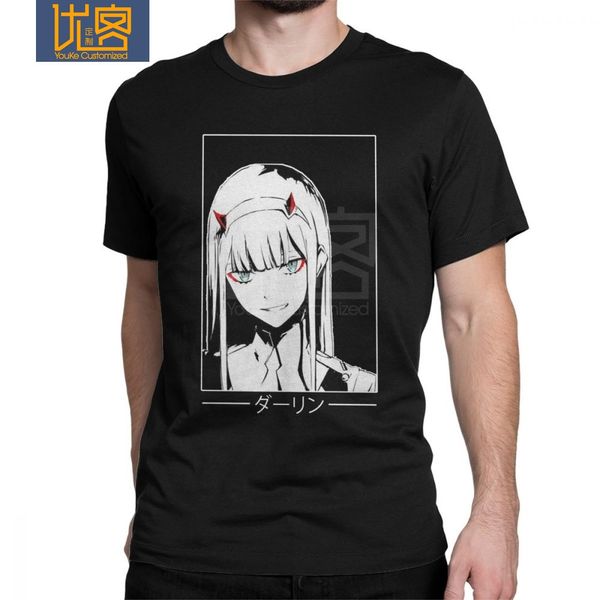 

zero two darling in the franxx white anime manga t shirt men big size hipster t-shirts o neck purified cotton tee shirt, White;black