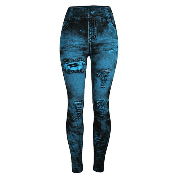 

unique style fashion beautiful and elegant women jeans bottom pants coloured super bomb slim nine-minute light blue pant w30416