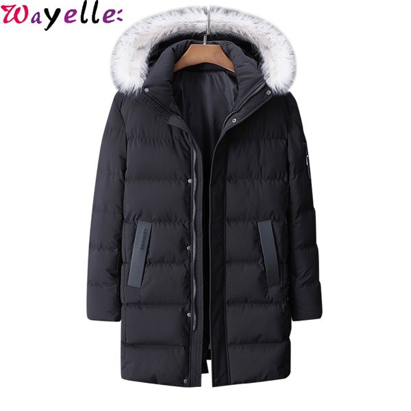 

plus size 9xl winter thick warm men cotton jacket coat men casual windbreaker waterproof hooded fur collar cotton parka outwear, Black